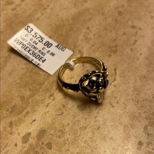 Effy 14kt gold emerald and diamond enamel Gold and Black Designer Ring